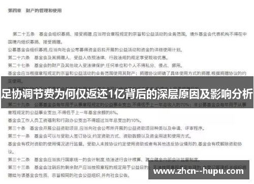 足协调节费为何仅返还1亿背后的深层原因及影响分析